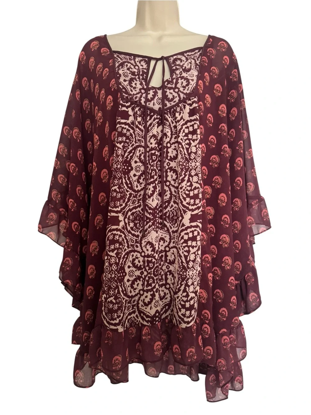 Free People Women's XS Extra Small Dress Bohemian Floral Long Sleeve
